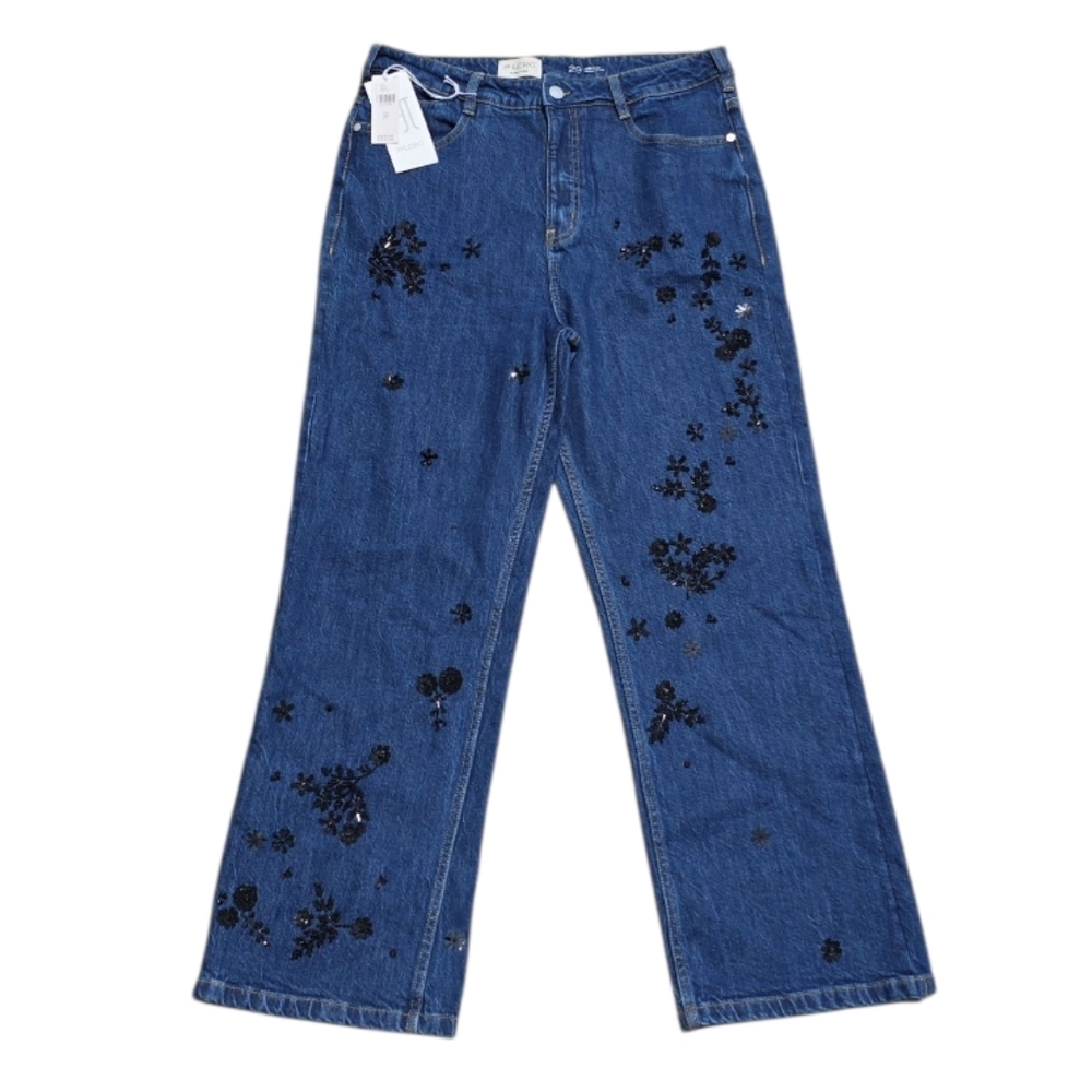 Pilcro Annie High-Rise Straight-Leg Jeans Beaded Embellished Edition Size 29